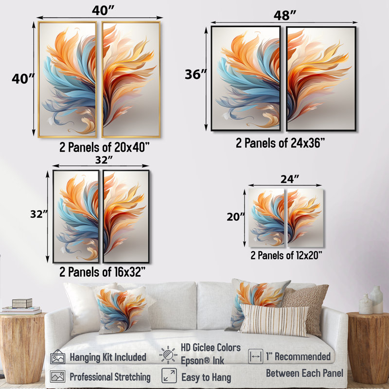 Art mural Liadan - Plumes d'animaux, Black, 36" H x 48" W, Impression encadrée flottante