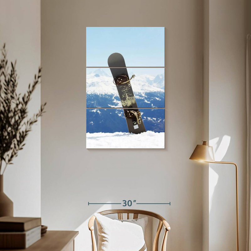 Alvord Snowboard In The Snow, 57" H x 36" W