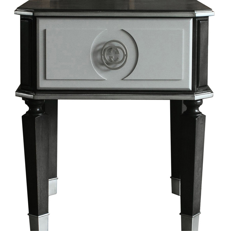 Table de bout moderne gris anthracite et gris avec rangement pour la maison anthracite et 1 tiroir gris - ajout élégant au salon