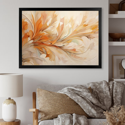 Feuilles tourbillonnantes beige et jaune I - impression