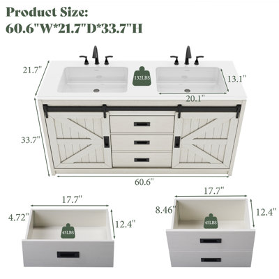 Chimira 2-Drawer 2-Door Manufactured Wood Double Sink Bathroom Vanity