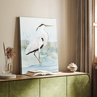 Héron sur fond bleu I - galerie Cavas