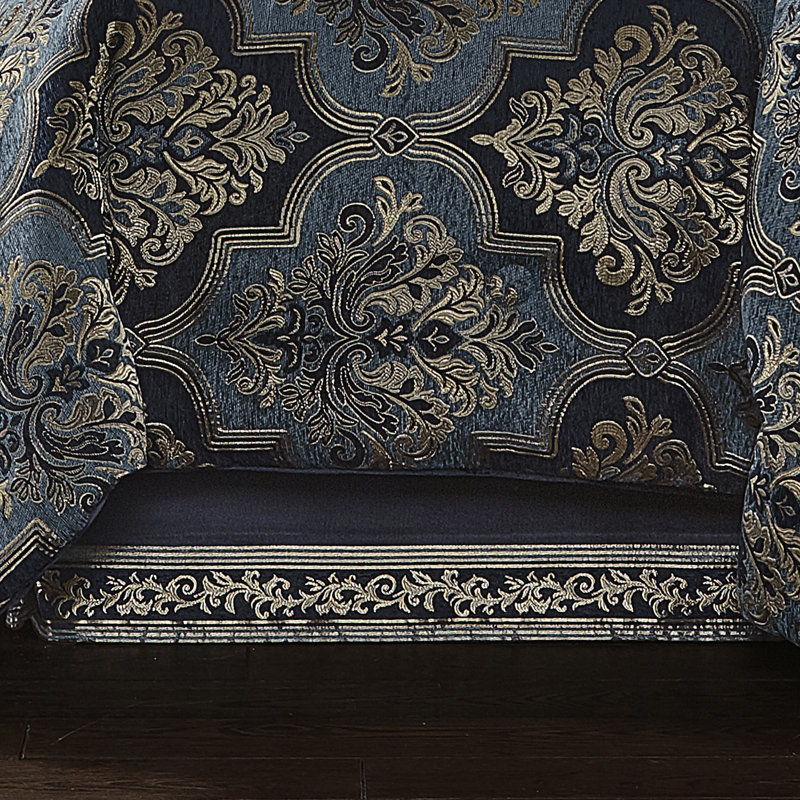 Indigo and Blue Queen 4-Piece Comforter Set with Gold Accents
