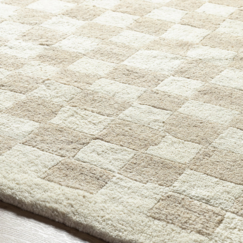 Damier Wool Checkered Area Rug, Rectangle 10' x 14'