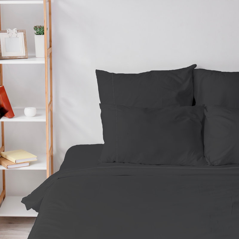 6 Piece Ultra Soft Double Brushed Microfiber Sheet Set, Cooling Sheets with Extra Deep Pockets - Machine Washable, Dark Gray