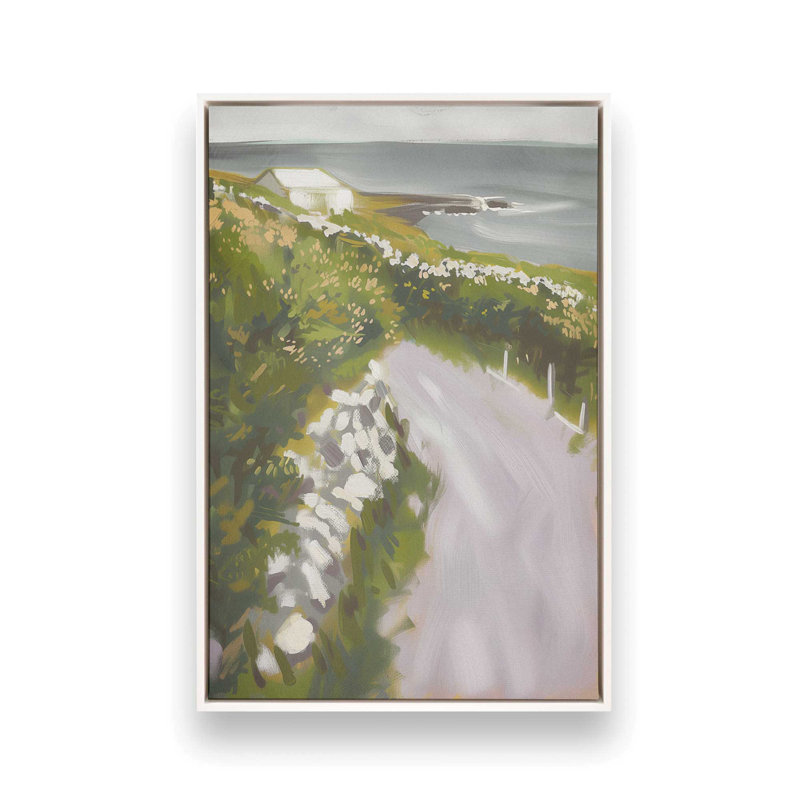 «Serene Pathway by the Sea I», reproduction sur toile, Cadre blanc, H 12,75 po x l 18,75 po x P 1,75 po