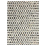 Cowhide Geometric Area Rug in Ivory/Silver/Beige