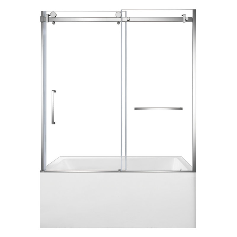 Kingston Brass 60-Inch Acrylic Rectangular 3-Wall Anti-Skid Alcove Tub With Tub Door, Hand Drain, Right, Polished Chrome