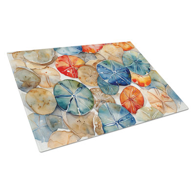 Sand Dollars Glass Cutting Board Large
