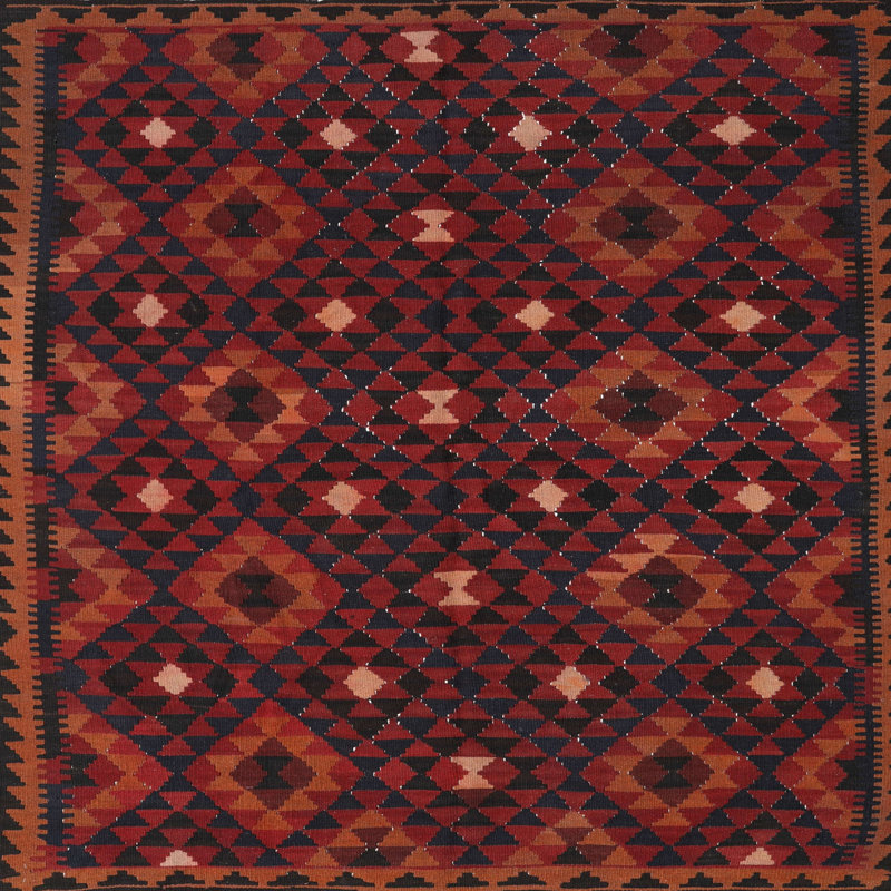 Tapis de zone rouge/noir contemporaine Strängnäs, Carré 8 pi