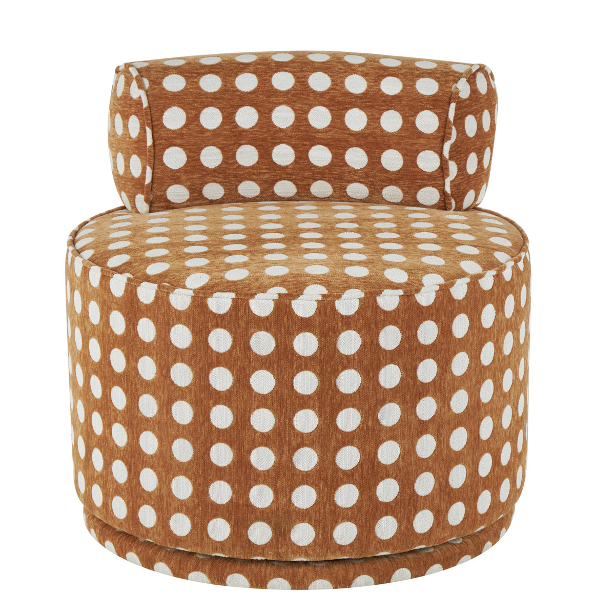 Latitude Run® Herwig Polyester Round Swivel Boucle Brown Accent Chair with White Spots | Wayfair