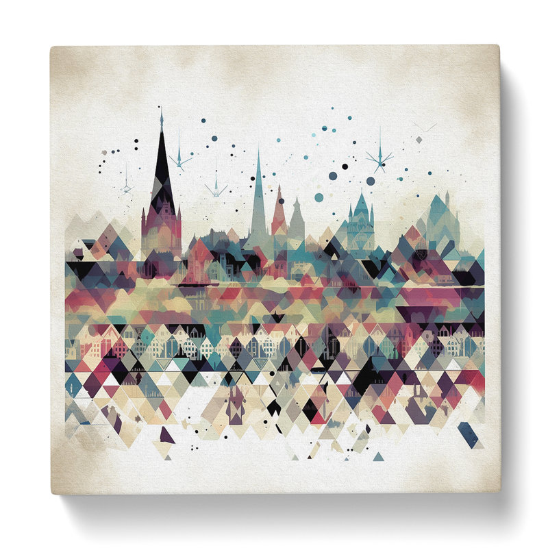 City Of Oxford Geometric - Wrapped Canvas - Framed Print, 50cm H x 50cm W x 3cm D