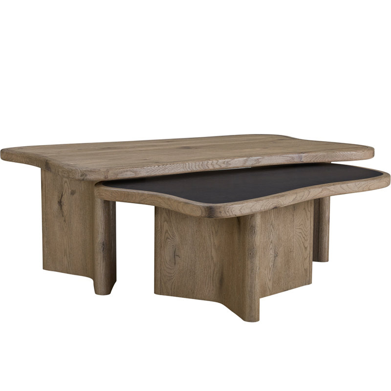English Knotty Oak Nesting Cocktail Table