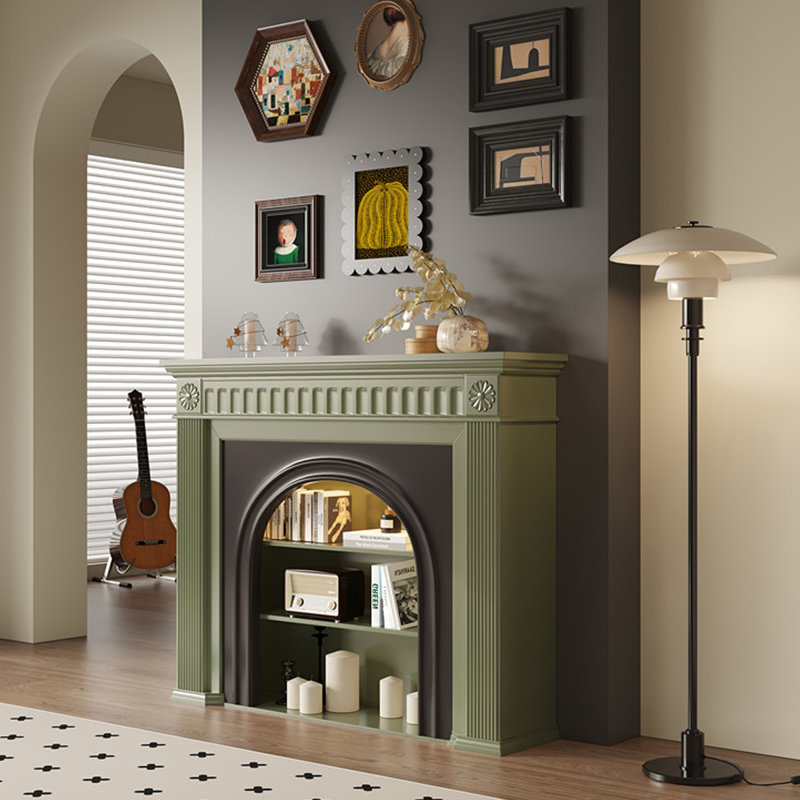 Green Manufactured Wood Electric Fireplace, 43.31" H x 39.37" W x 12.6" D