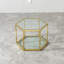 Petite table basse moderne avec structure en acier inoxydable et verre trempé double couche