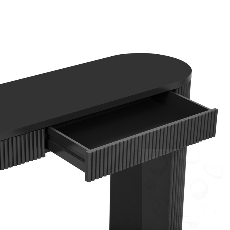 Console avec deux tiroirs et pieds réglables, Noir