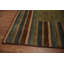 Tapis vert olive de style Gabbeh 3 x 6 avec bordure rayée