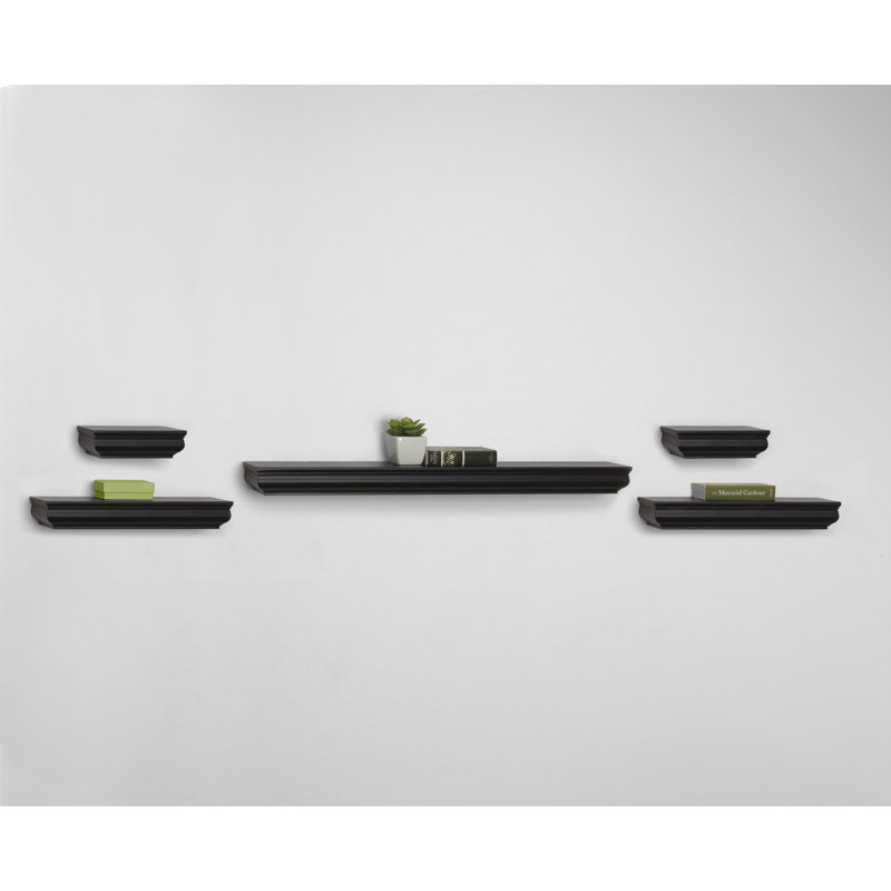 Tablettes flottantes 5 pièces Melannco pour chambre à coucher, salon, salle de bain, cuisine, chambre de bébé, Noir