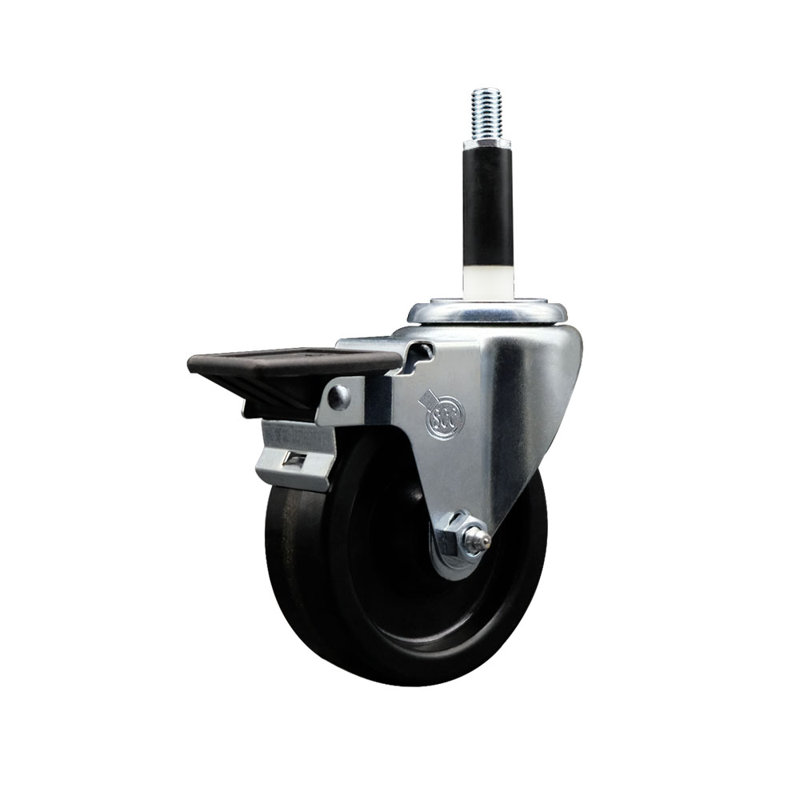 Phenolic Swivel Expanding Stem Caster with Brake SCC PLB 4" x 7/8"