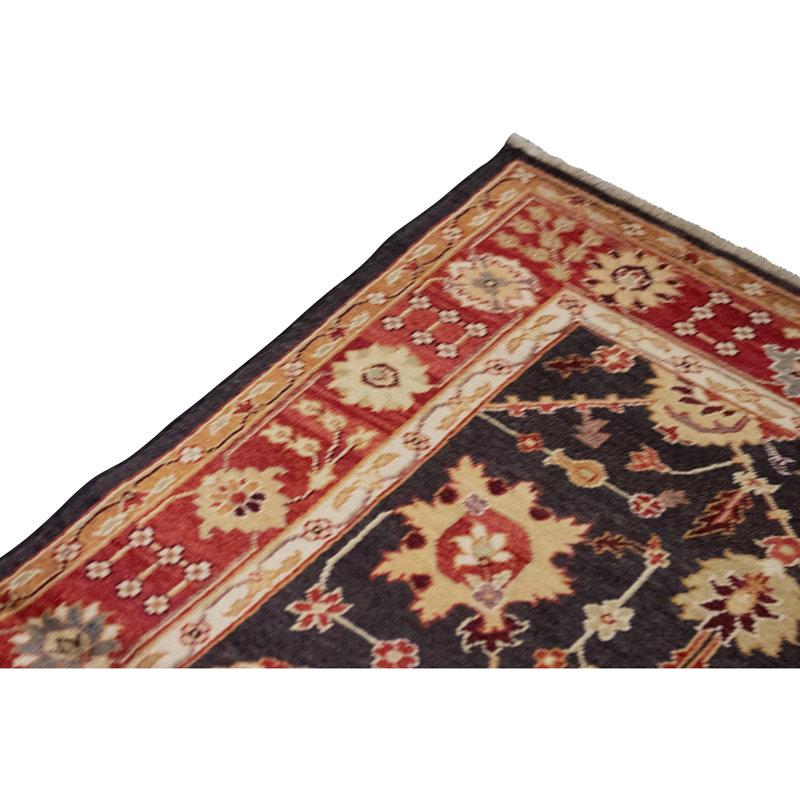 Tapis brun et rouille de haute qualité noué à la main