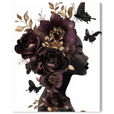 Dans sa pensée II, art floral sur toile par Art Remedy
