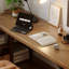 Bureau en fer massif en forme de L brun noyer + noir-144204320-144204327