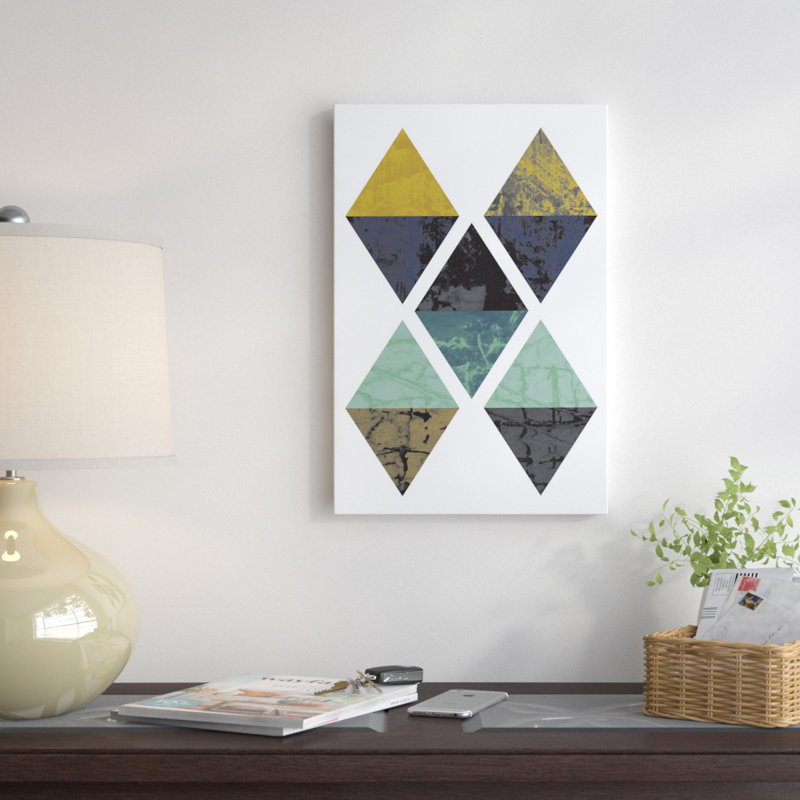 « diamants grunge », impression sur toile tendue, H 12 po x l 8 po x P 0,75 po, Pas de tapis, Toile tendue