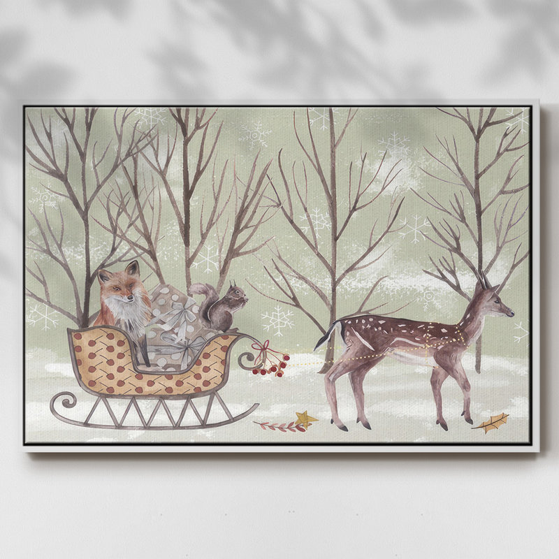 " Christmas Time I ", 25" H x 37" W x 1.5" D, White Floater Framed Canvas