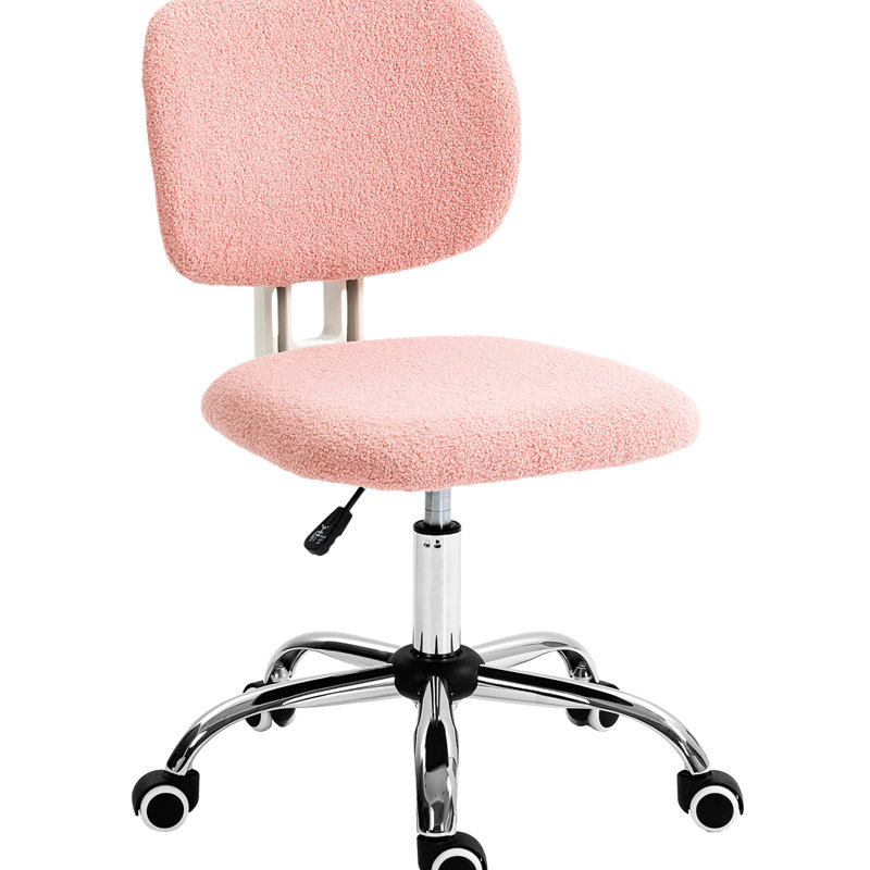 Chaise de bureau rose avec hauteur réglable et fonctionnalité pivotante, dossier moyen, tissu molletonné pour un espace de travail confortable