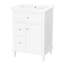 Meuble-lavabo 24 po avec lavabo, meuble-lavabo avec un tiroir rabattable et deux tiroirs, tablette réglable, bois massif et panneau de fibres à densité moyenne, blanc