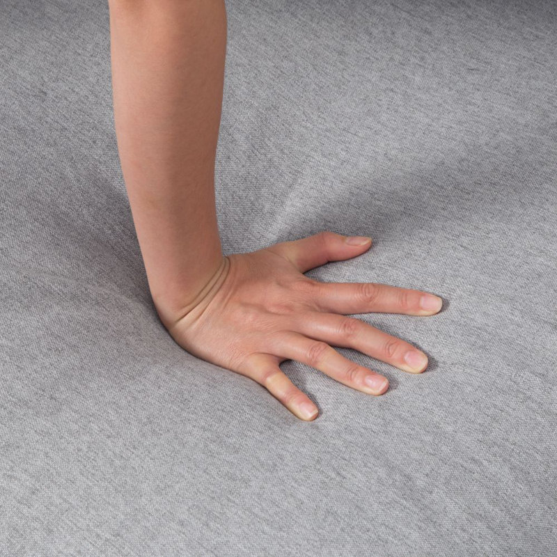 Canapé modulaire rembourré avec méridienne Pinchus, 100 % polyester gris clair