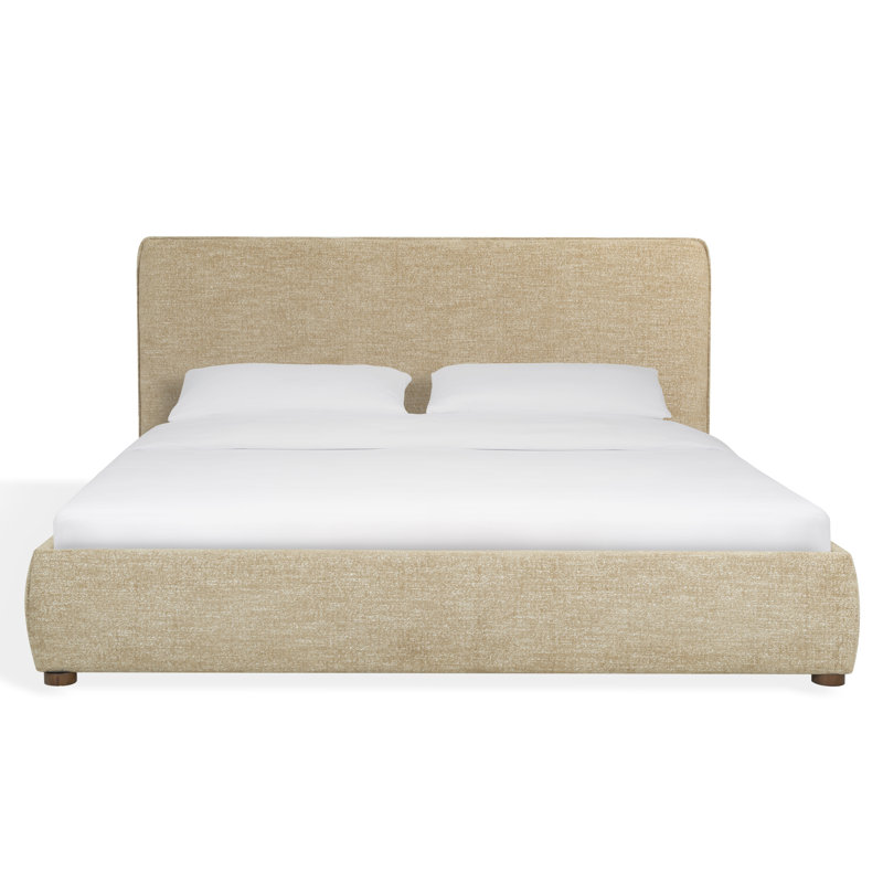 Callahan Upholstered Bed, King, Brown Faux Sherpa