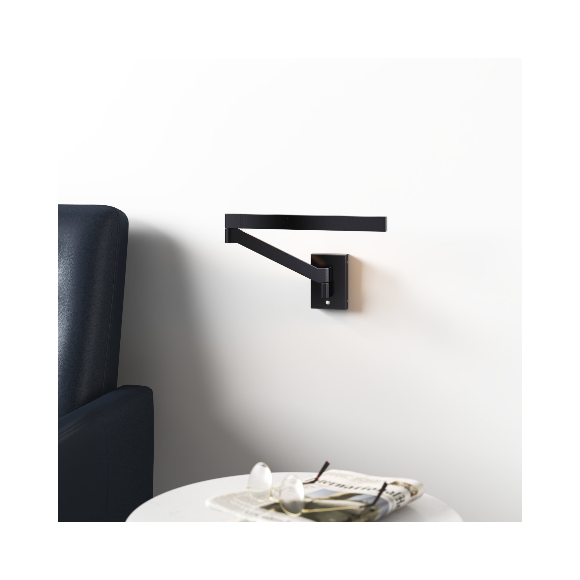 Joziah Single Light Aluminum Dimmable LED Swing Arm Sconce, Black