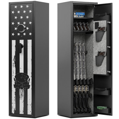 2-3 Gun Safe Cabinet With Alarm - Height Adjustable Rifle Safe With LED Lights & Shelf