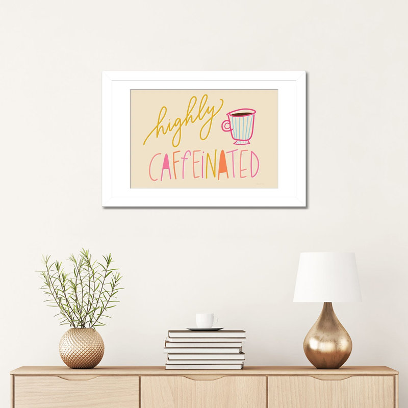 Très haute caféine - reproduction d'art murale - papier d'art encadré, 24" x 16", Framed Paper, White