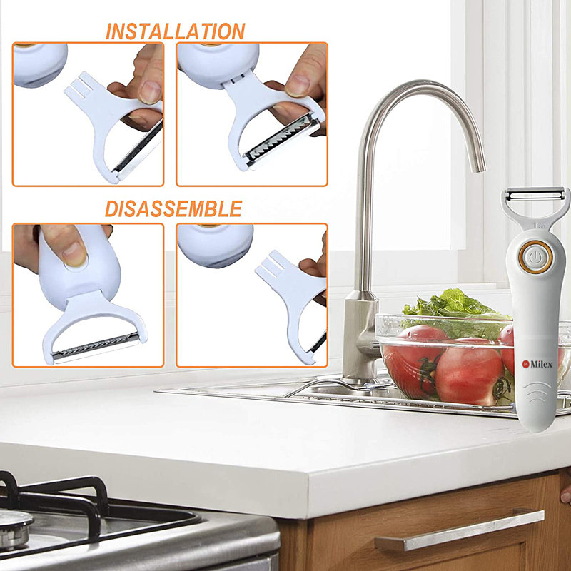 5-in-1 Blade Electric Peeler with Booklet Recipe and Oil Brush , White