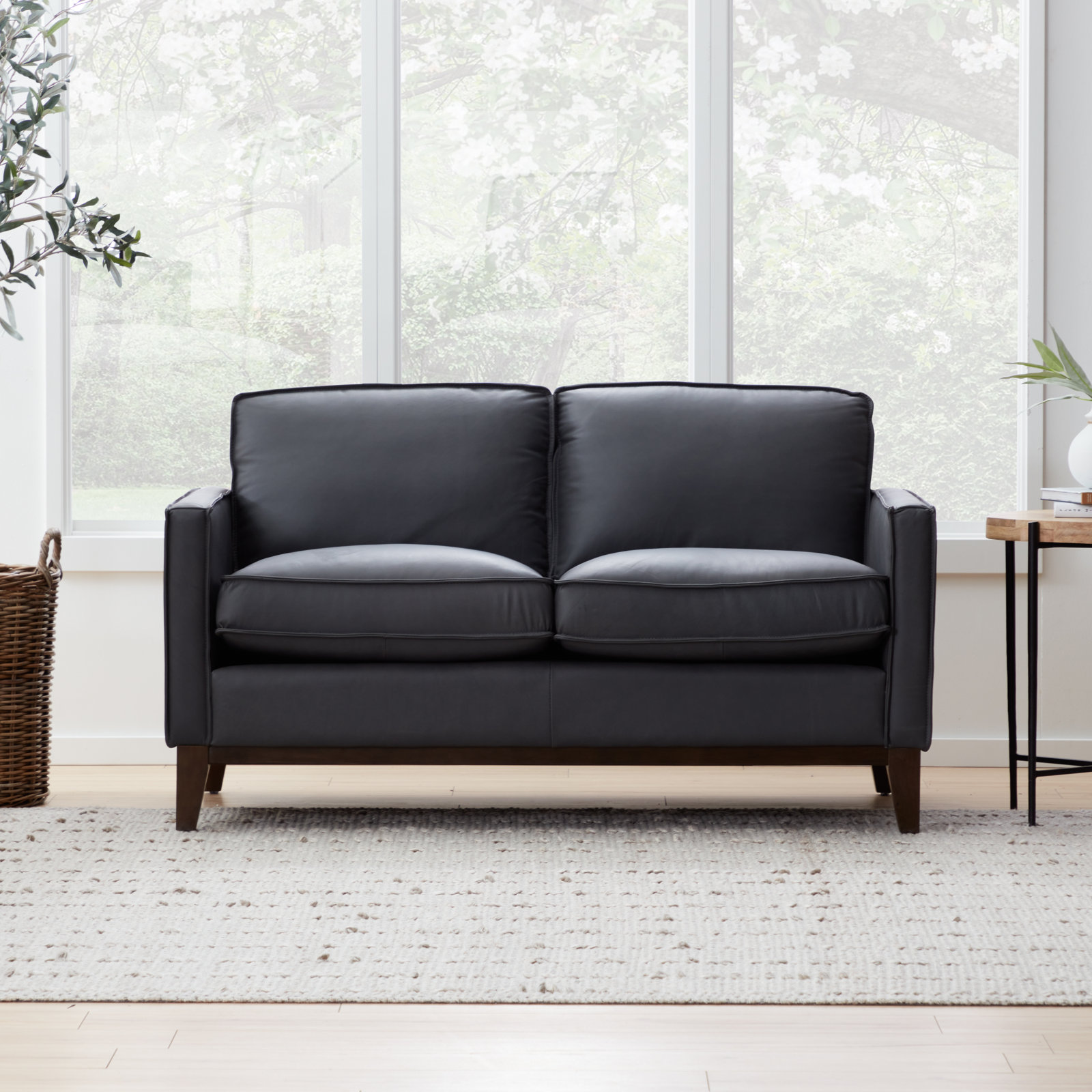 Cascades 59'' Upholstered Loveseat, Gravel Genuine Leather