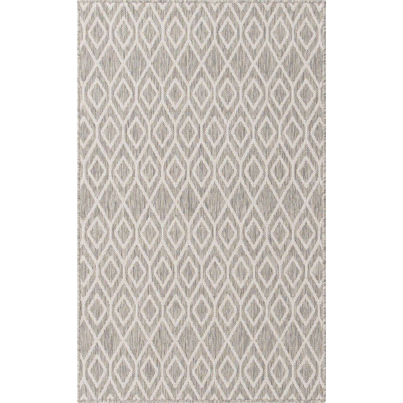 Outdoor Destiny Area Rug Ash Gray Color, Rectangle 3' x 5'
