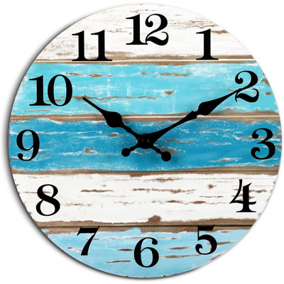 Beach Themed Blue Wall Clocks Battery Operated Silent Non-Ticking