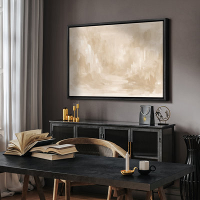 Soft Neutral Abstract with Layered Beige Tones Framed Print Wall Art