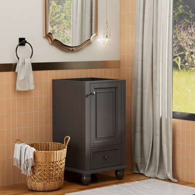 Base de meuble-lavabo simple 18 po seulement, surface peinte, portes à fermeture en douceur