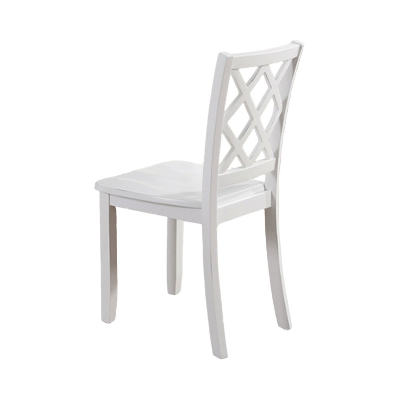 Ziko 5 Piece Dining Table Set, 4 Crossed Back Chairs, Solid Wood, White