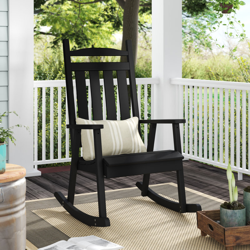 Chaise berçante en bois massif Beda Classic, Noir
