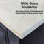 Meuble-lavabo bleu marine 36 po X P 20 po , Comptoir en quartz blanc, ensemble de robinets chromés et Miroir-118024573