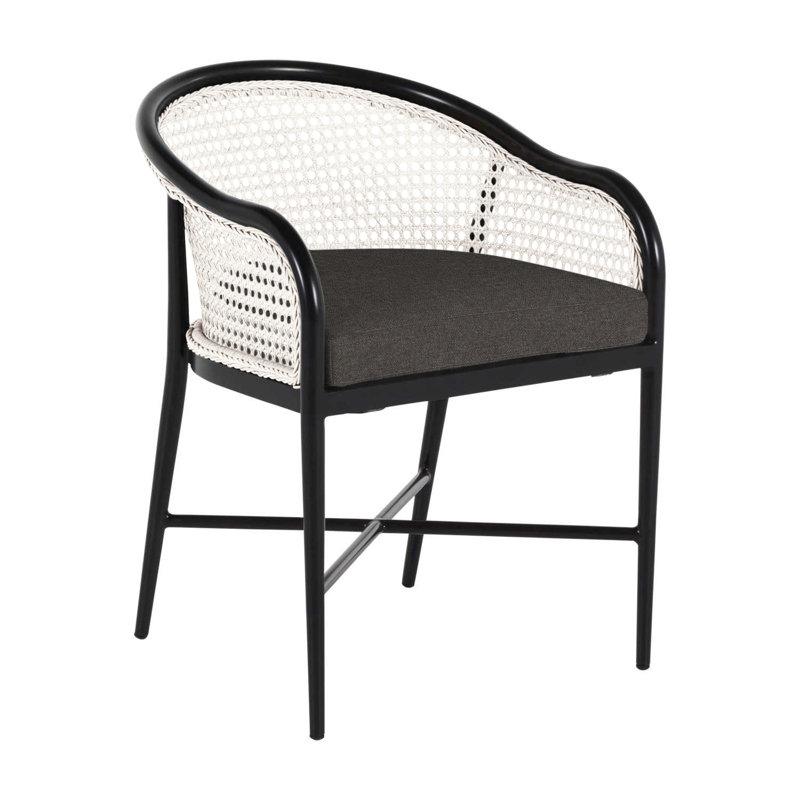 Havana Arm Chair, No Welt, Chalk/Natural Cane, Rollo Lace