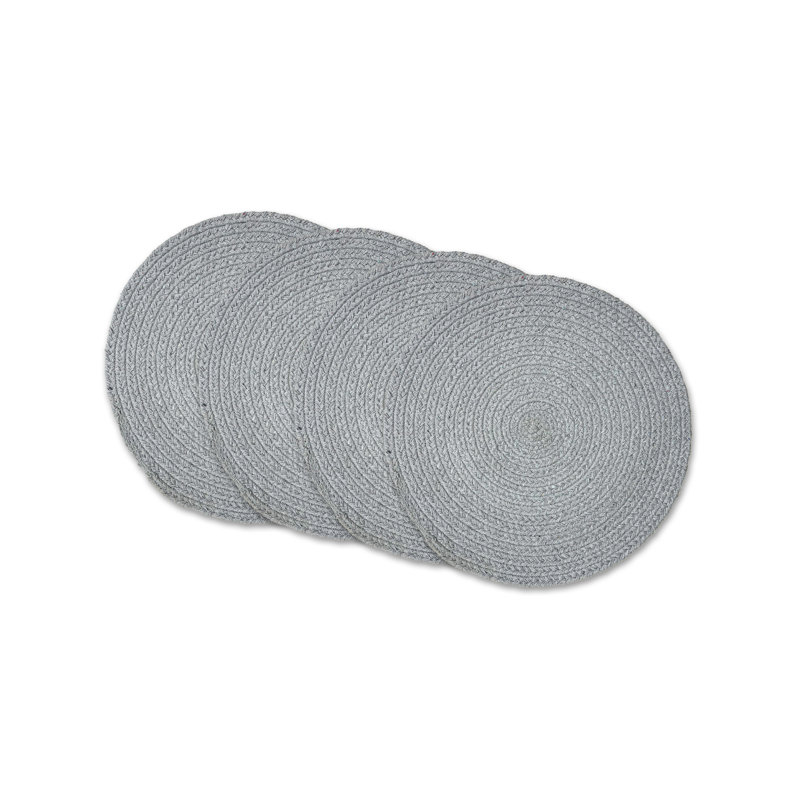 Napperon en coton 4 pièces, Gris clair