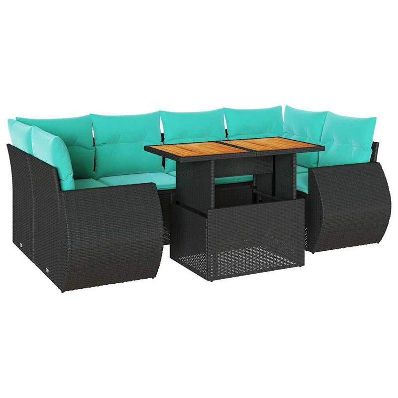  Ensemble de canapé de patio 7 pièces avec coussins en rotin de polyester