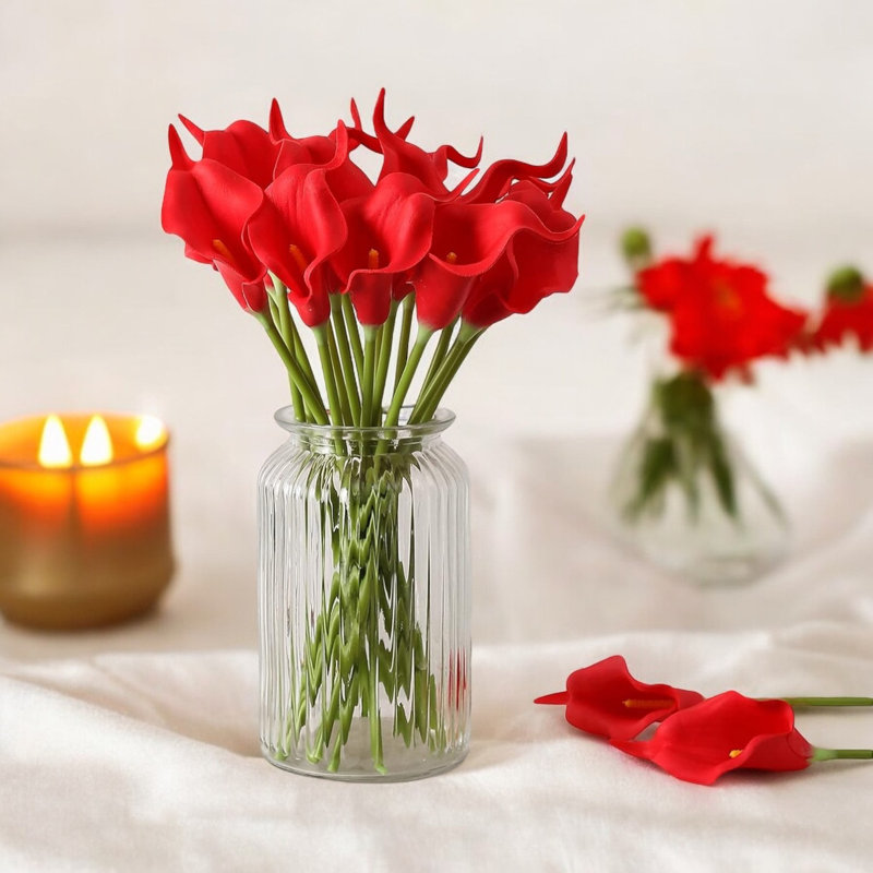 20 pièces de fleurs de lis Calla artificielles, Rouge