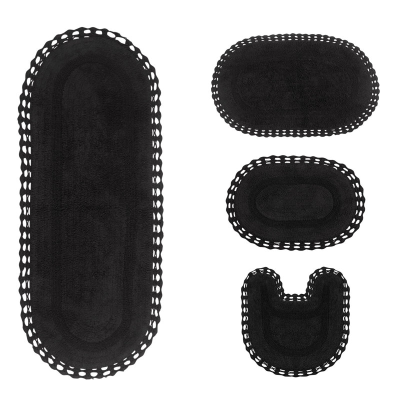 Tapis de bain réversible 100% coton lavable à la machine Hampton (ensemble de 4), gris