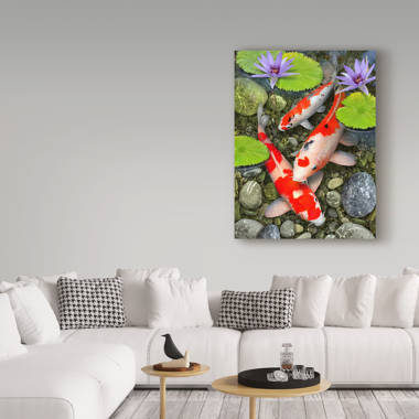 Home Decor. Wall Art. Colourful Koi Fish Painting on Canvas